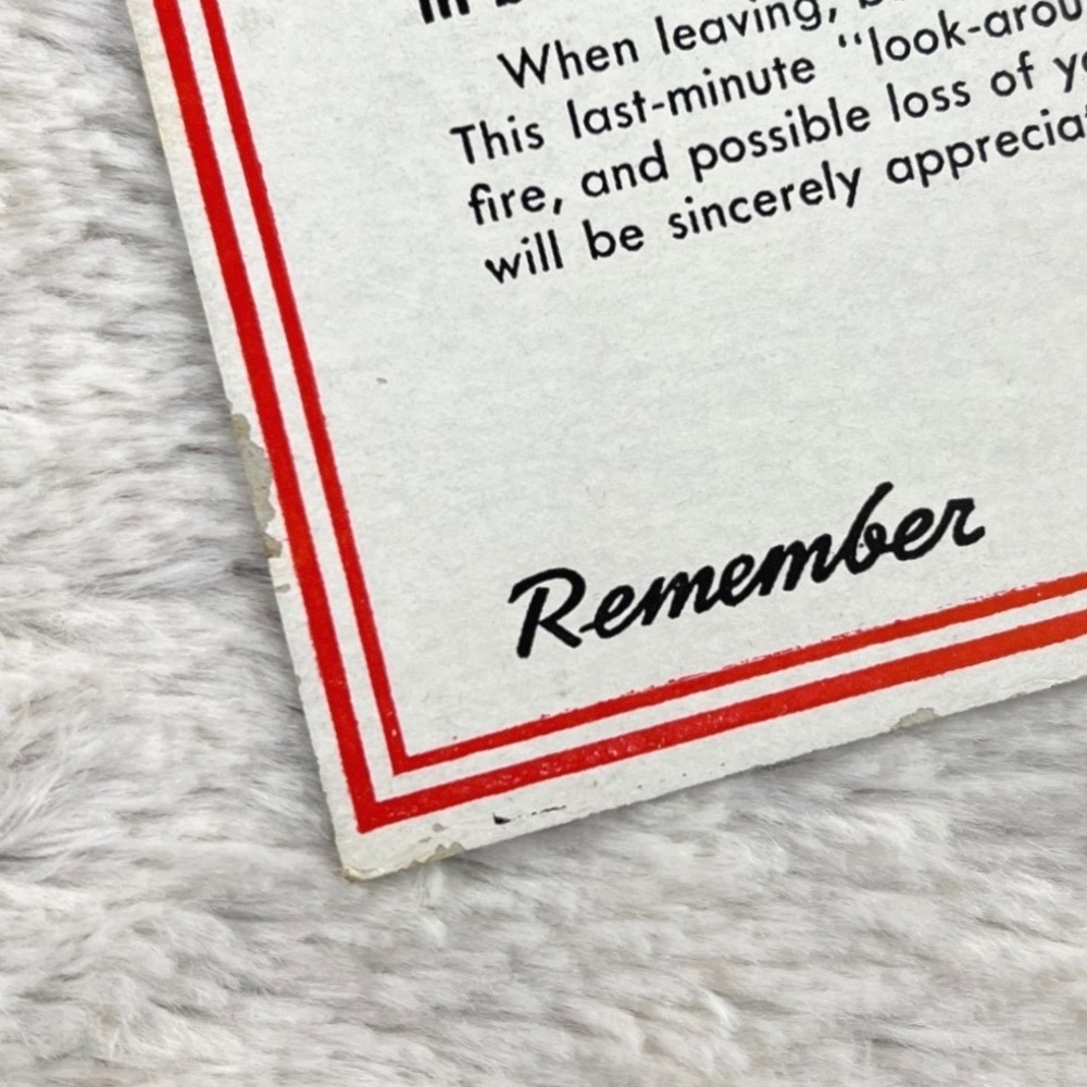 1940s Philip Morris Vintage Advertising 6" Card Hotel Fire Safety Cigarette - Picture 8 of 11